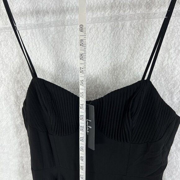 Lulus Cause for Commotion Black Pleated Bustier Maxi Dress M Fairy Goth Witchy - Picture 10 of 16